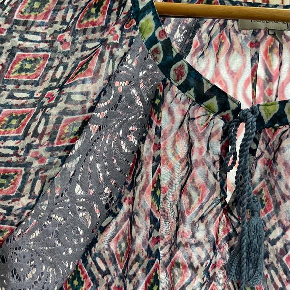 FIGUEROA&FLOWER blue/green/pink long sleeve sheer blouse in size large - Picture 7 of 8